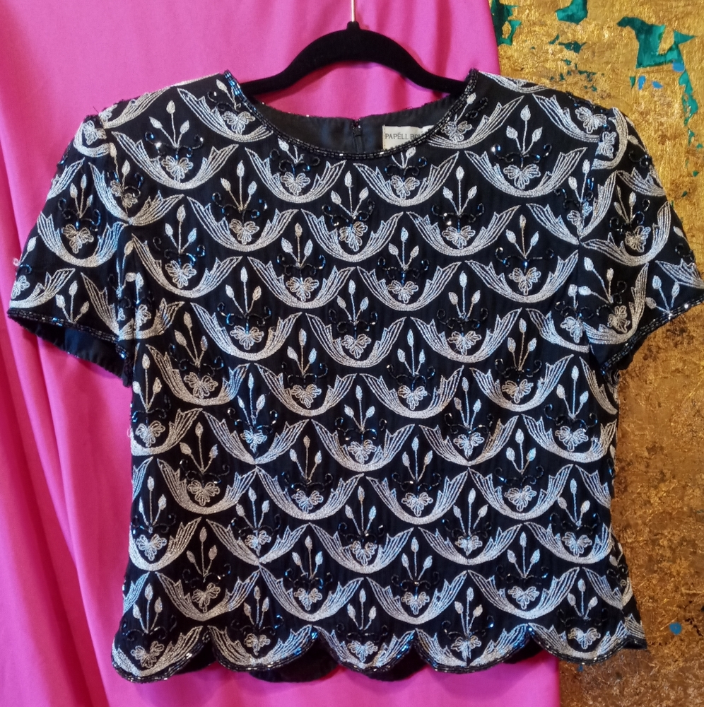 Papell Boutique, Large, Black with silver embellishments